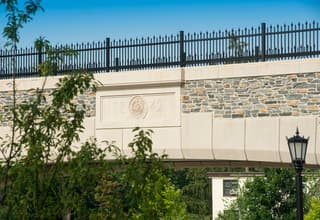 1842 and Villanova Seal on Pedestrian Bridge in concrete