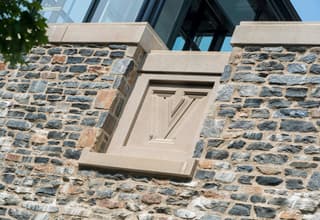 Close up of V imprint on Villanova Pedestrian Bridge