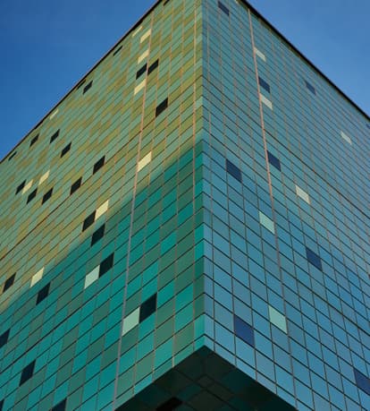 Tile set into precast concrete