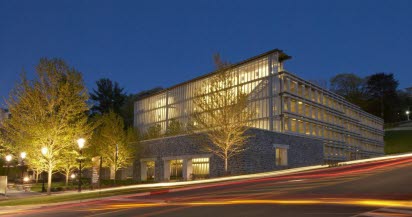 Lehigh University view of garage at night