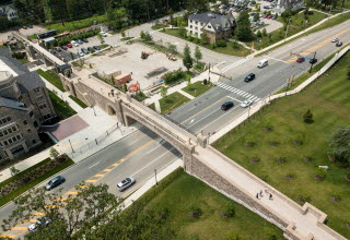 Birds eye view of Villanova Pedestrian bridge